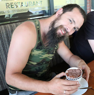 On the hot chocolate at the restaurant On the hot chocolate at the restaurant