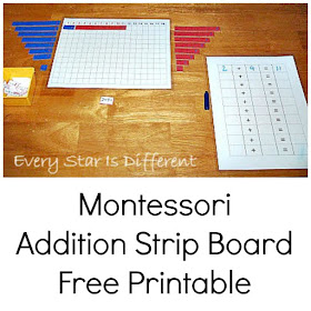 Montessori Addition Strip Board Free Printable
