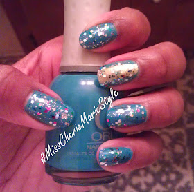 MissCherieMarieStyle: Blue & Gold Mani with Silver & Multicolored ...