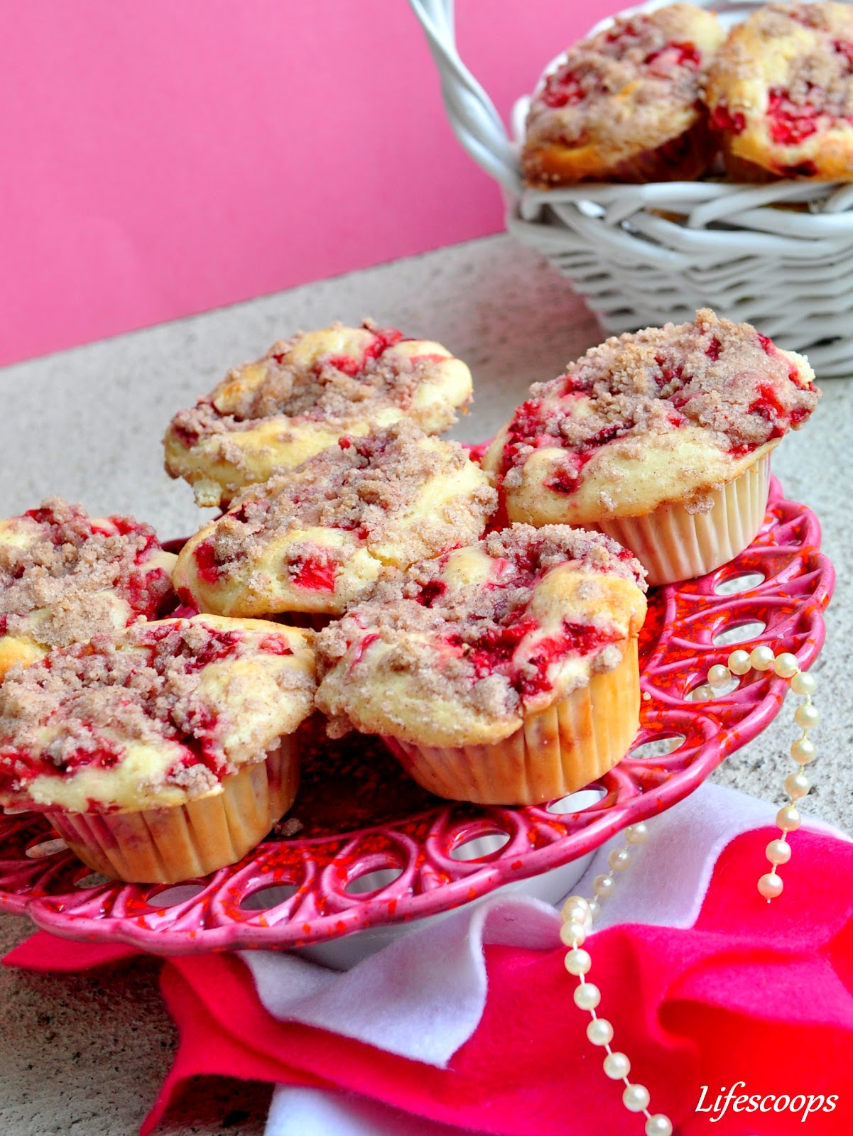 Life Scoops Strawberry Muffins with Cream Cheese filling and Streusel