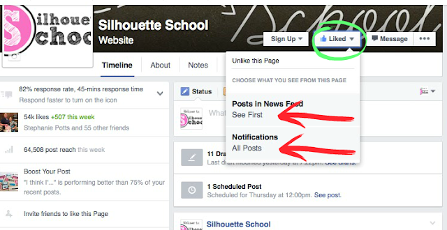 Silhouette School, Facebook, tips, settings