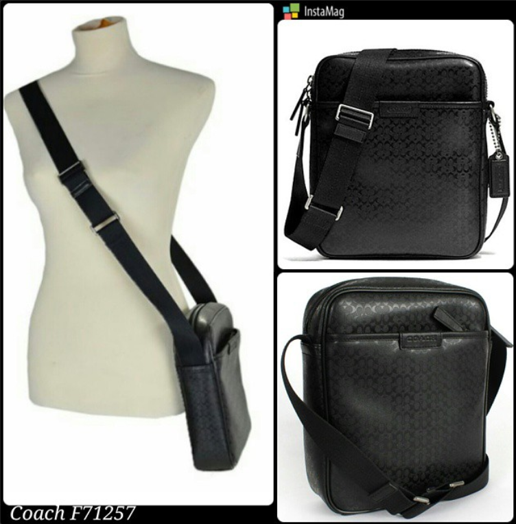 PrettyTreasure2u Coach Men's HPC Embossed Signature Map Flight Messenger Bag F71257