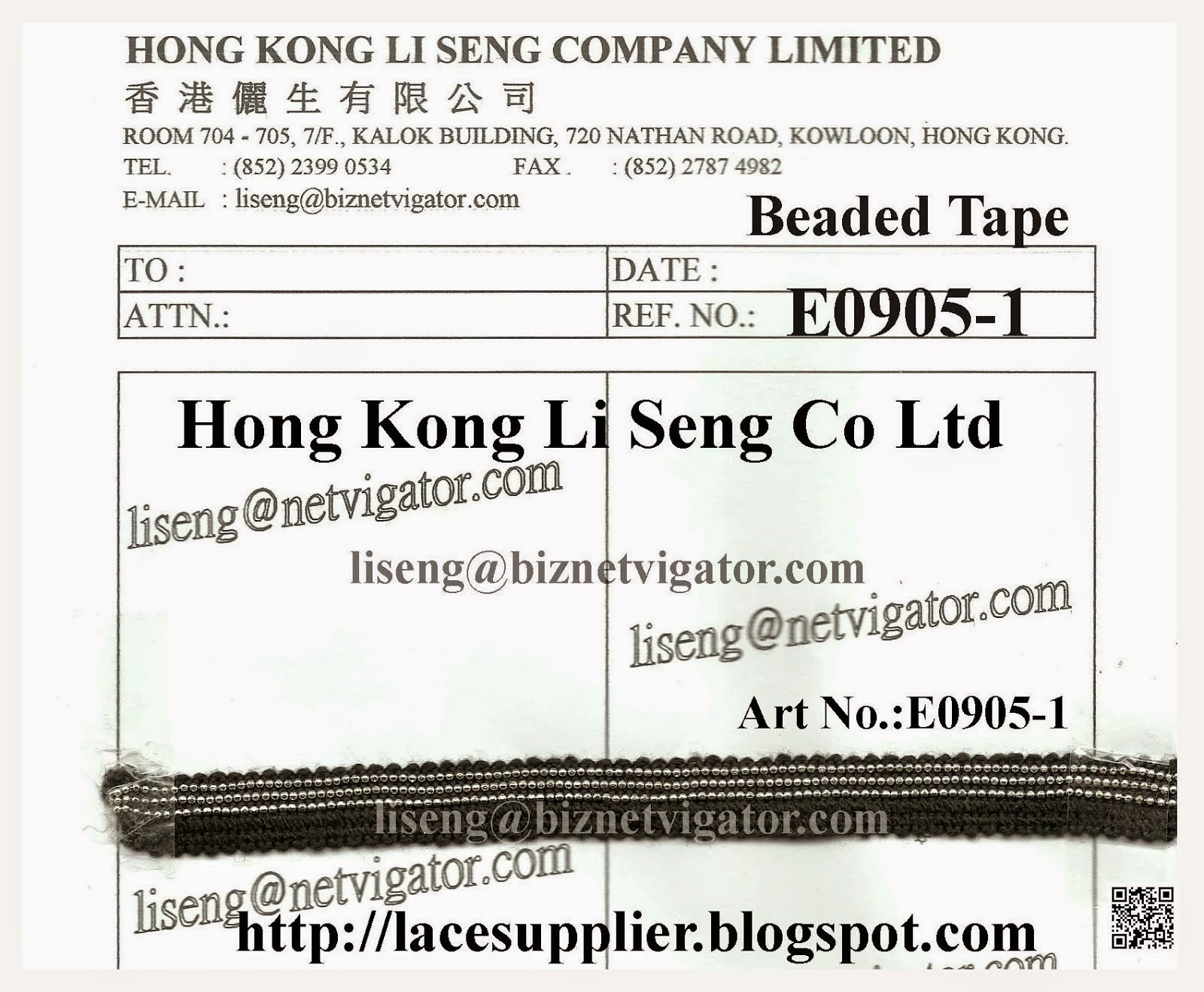 Beaded Tape Manufacturer Wholesaler Supplier - Hong Kong Li Seng Co Ltd