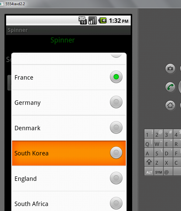 Android Tutorials Spinner in Android