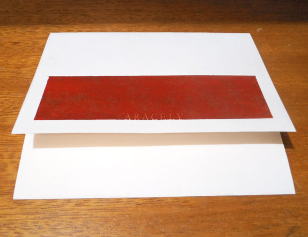 tarjeta rojo beige repujado