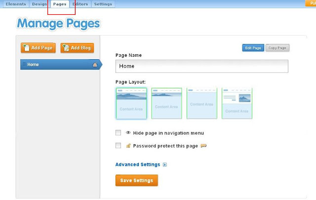 Insert page in website