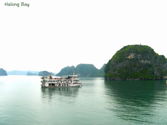 Tourist boat on Halong Bay