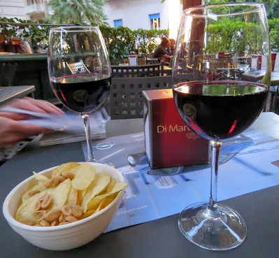 Sicilian Food - wine and crisps