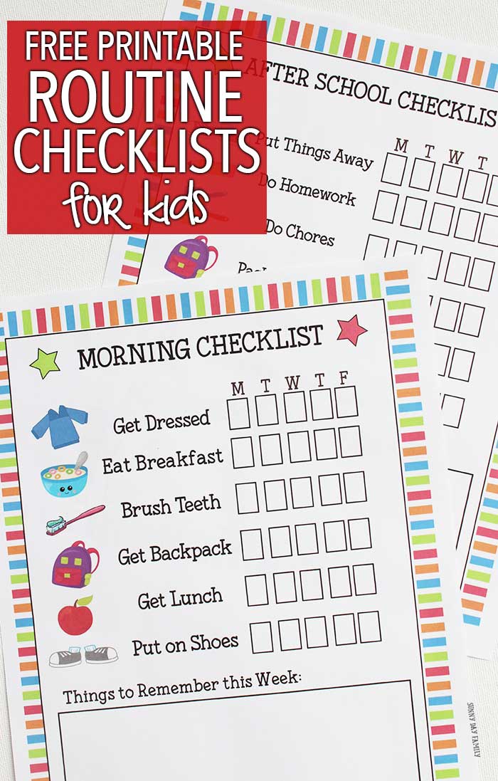 Get into the back to school routine with these free printable checklists! A morning routine checklist to get you out the door and an after school checklist for homework and chores. These free back to school printables will get your organized and ready for the school year!