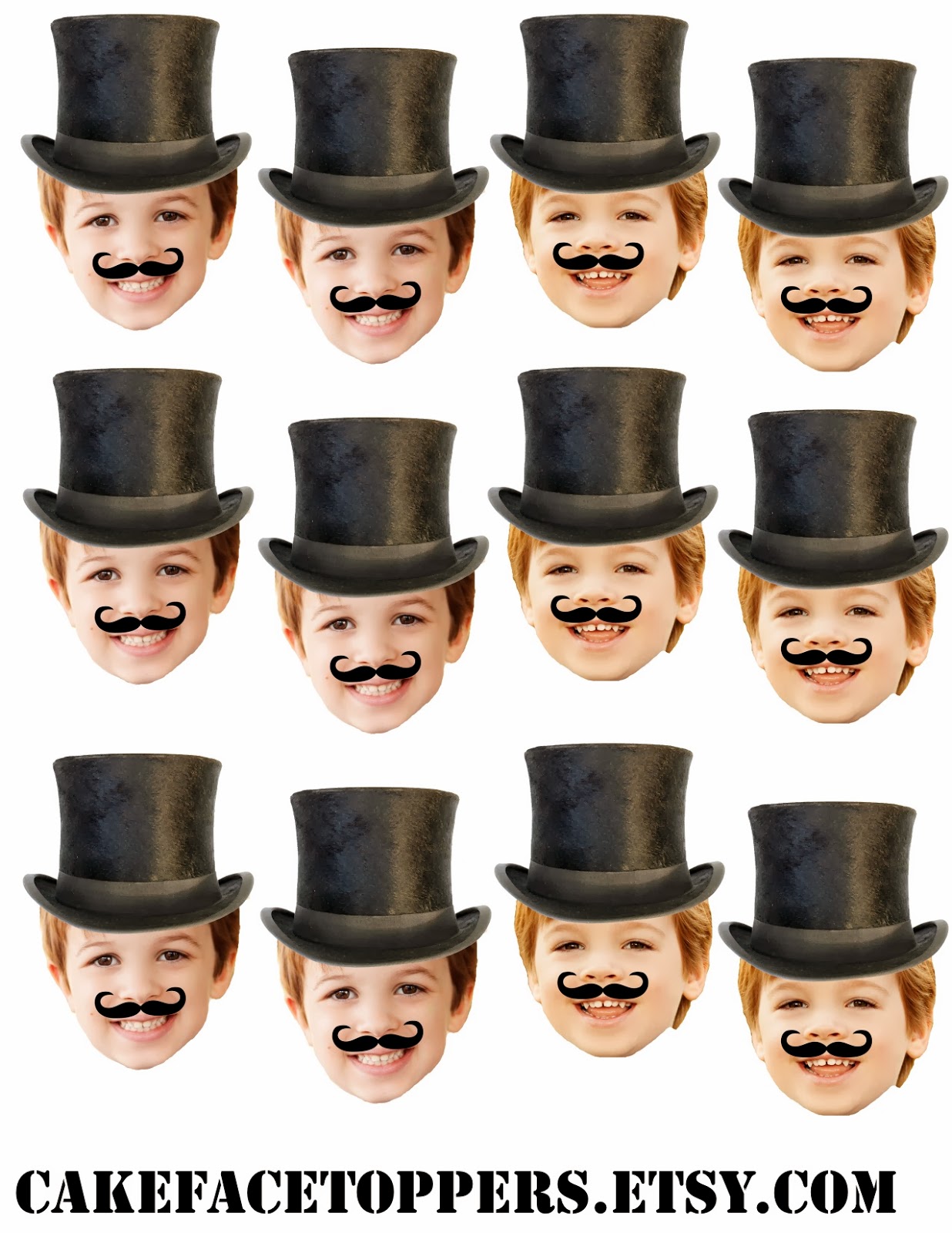 Cake Face Toppers DIY top hat circus cupcake toppers