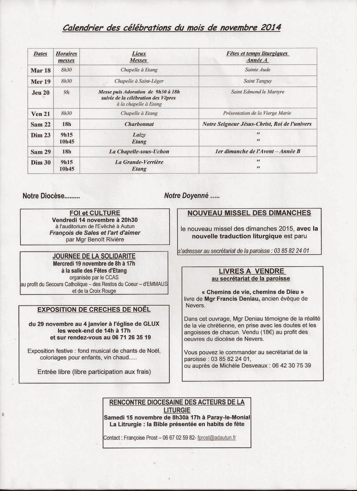 Paroisse Sainte Jeanne de Chantal Feuille paroissiale du dimanche 16