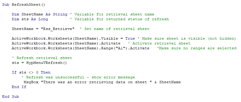 Executing Smart View Retrievals using VBA