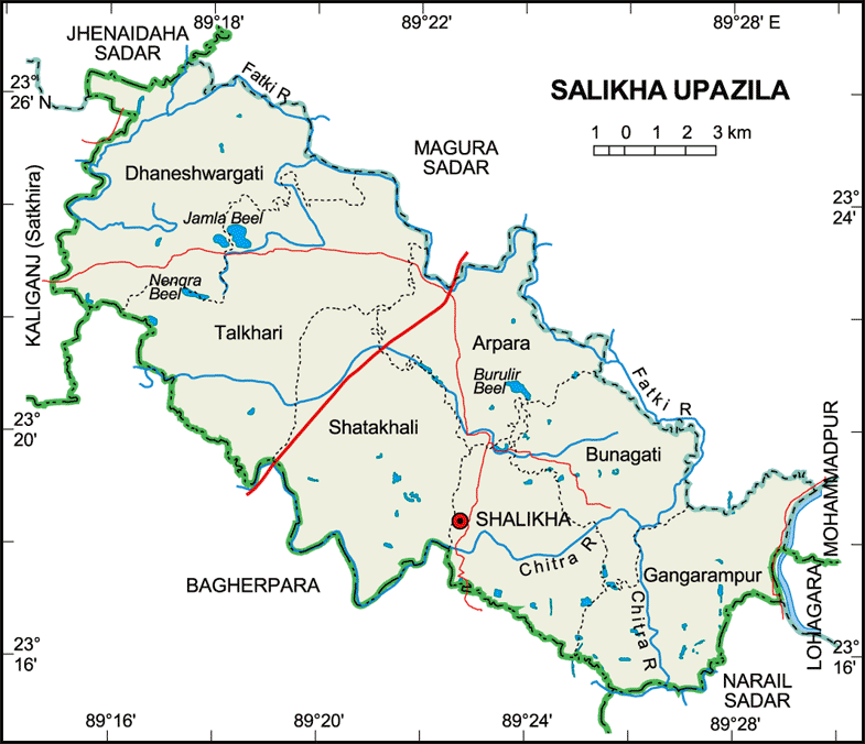 Shalikha Upazila Map Magura District Bangladesh