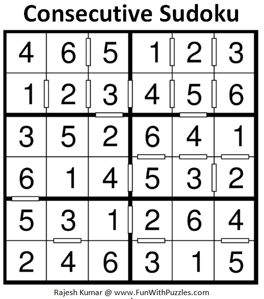 Consecutive Sudoku (Mini Sudoku Series #79) Solution