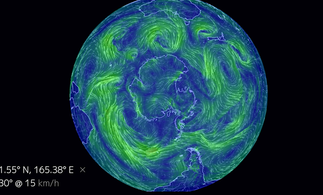 風の流れが視覚的に見れるサイト「earth:」が面白い【n】　地球の風をビジュアル化