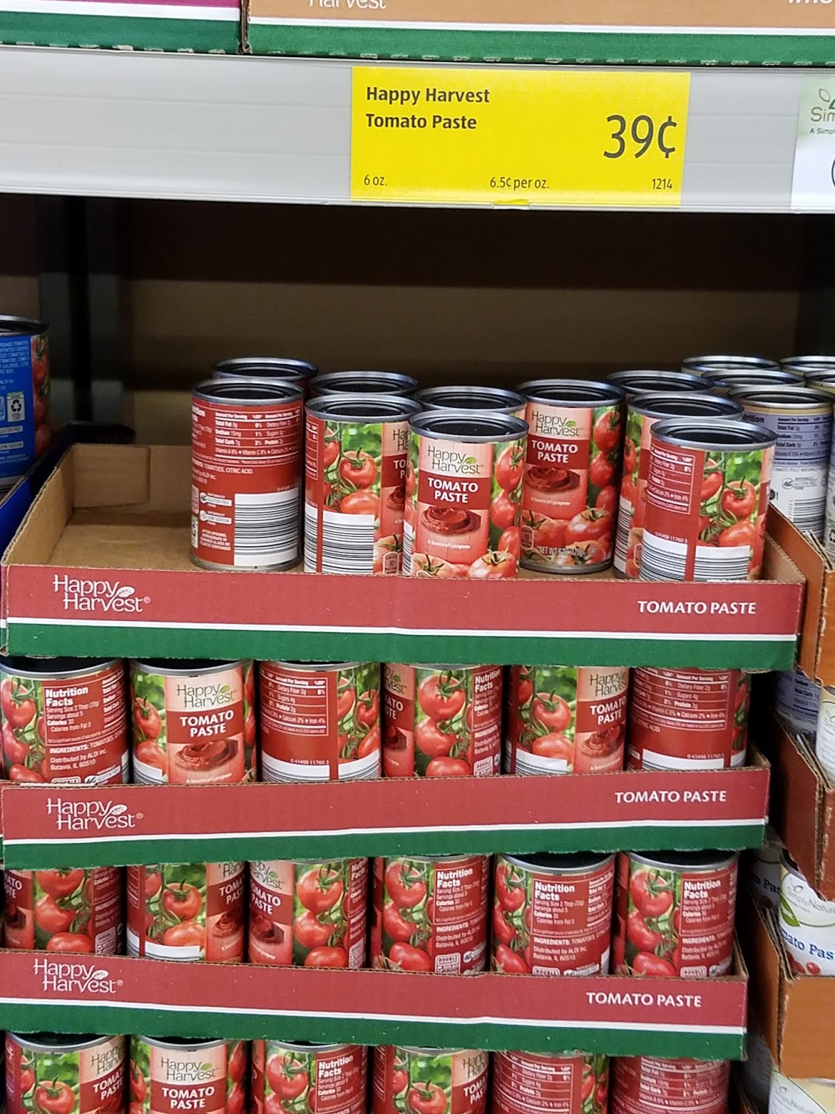 Donevas' Shopping Cart Tomato Paste only 39 cents a can!