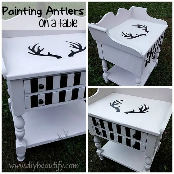 Bold Table Makeover with Antlers ~ full tutorial at www.diybeautify.com