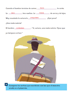 Respuestas Apoyo Primaria Español 2do grado Bloque 3 lección 20 Los verbos del cuento
