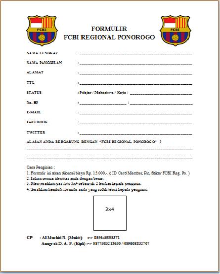 Contoh Formulir Futsal