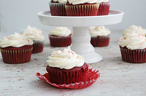 Red Velvet Cupcakes with Cream Cheese Frosting from Table for Seven
