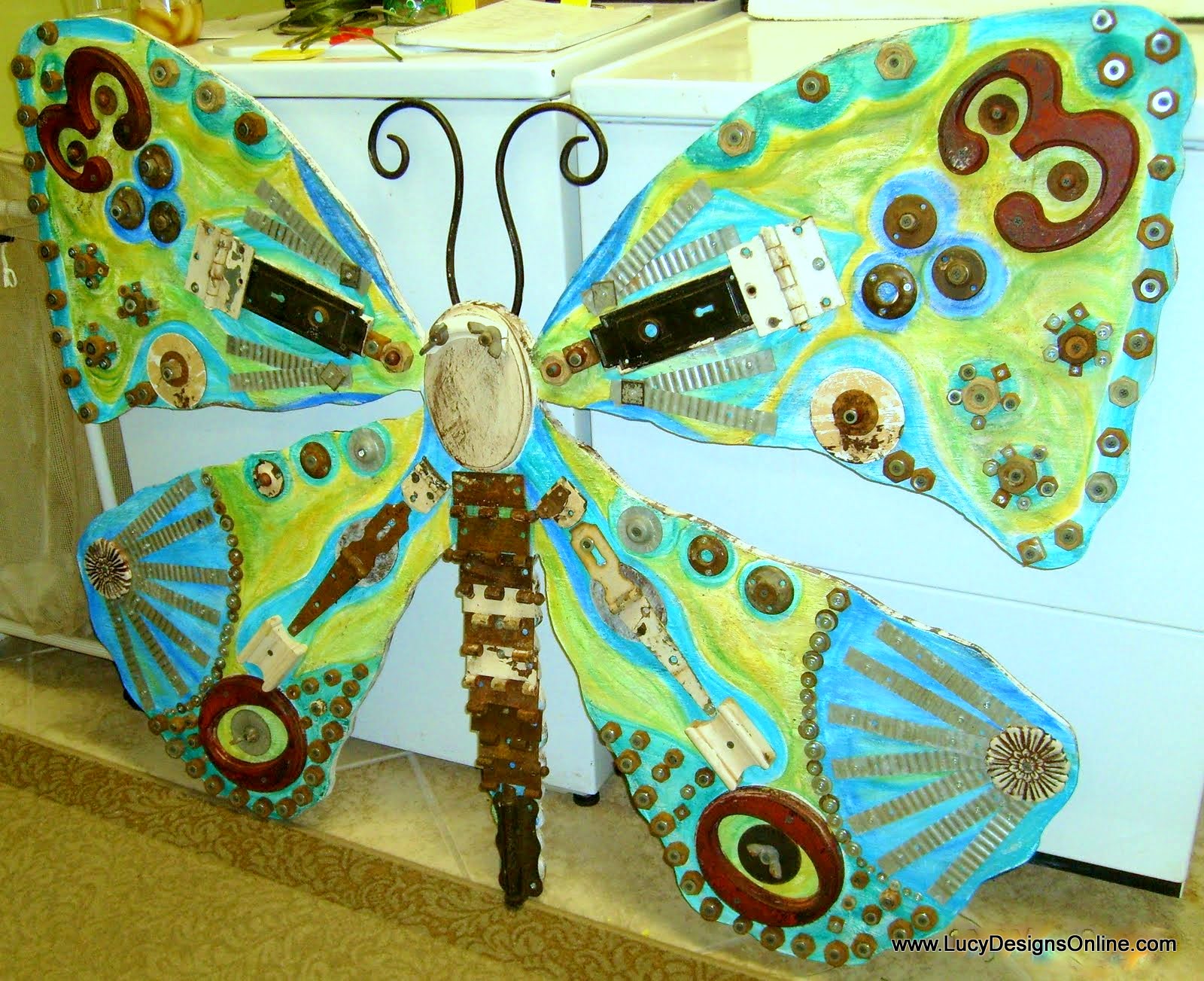 Giant 5 Foot RePurposed and Recycled Wooden Butterfly Art Lucy Designs