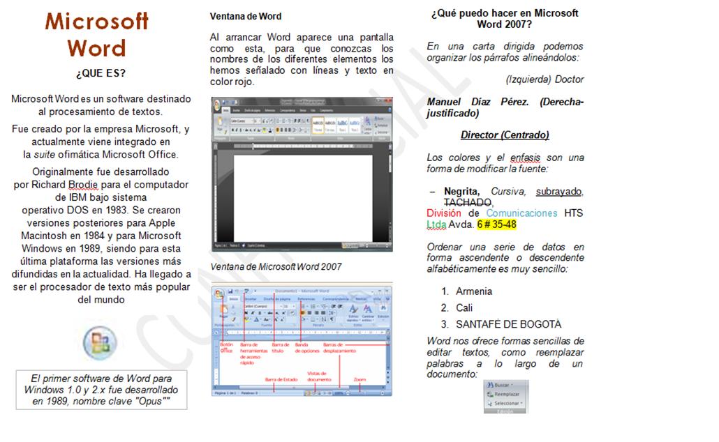 Informatica Basica Rincon Agronomico Plegable Microsoft Word