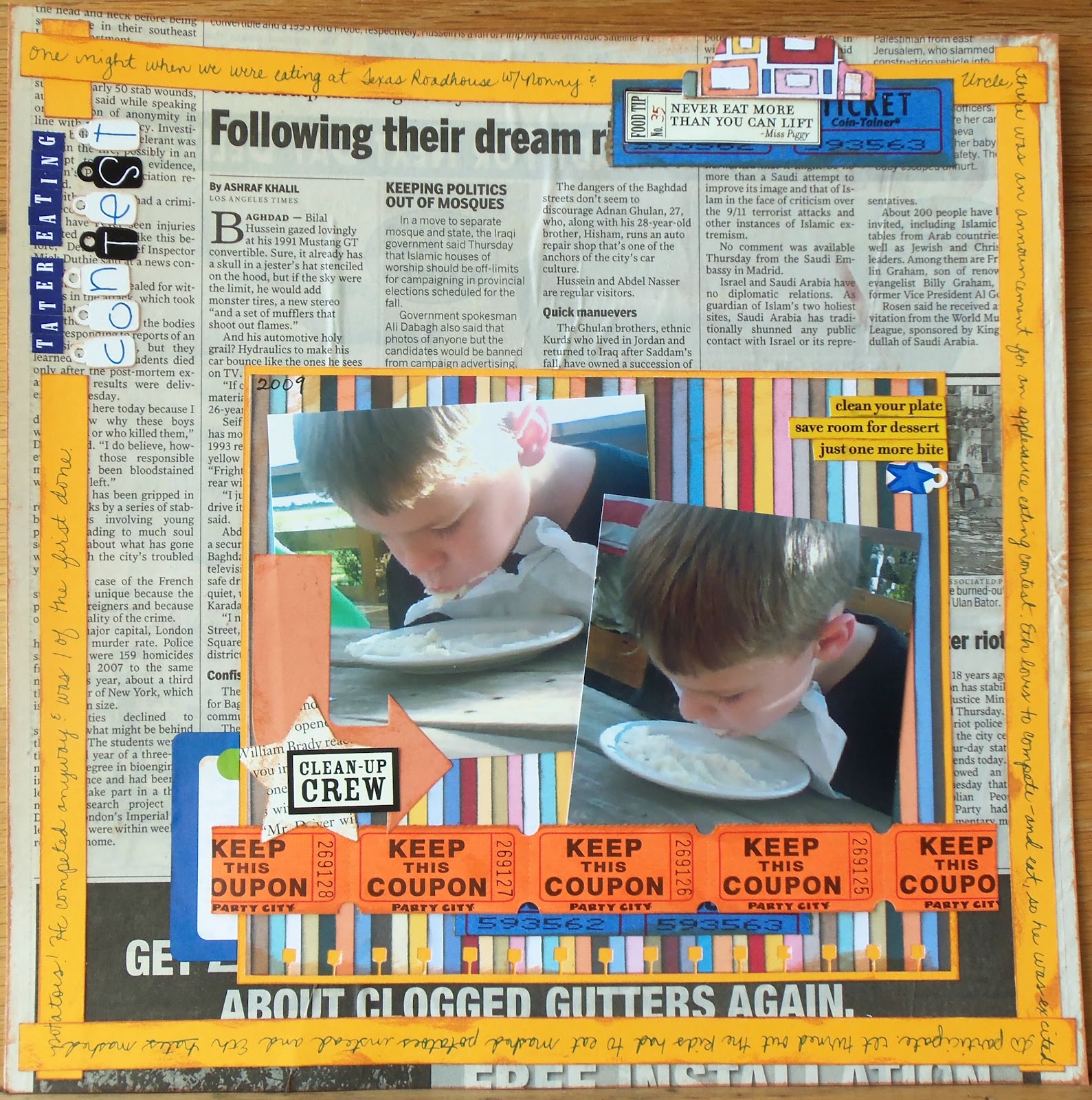 live. love. scrap. Layout of the Week 11 Scrapbooking with Newspaper