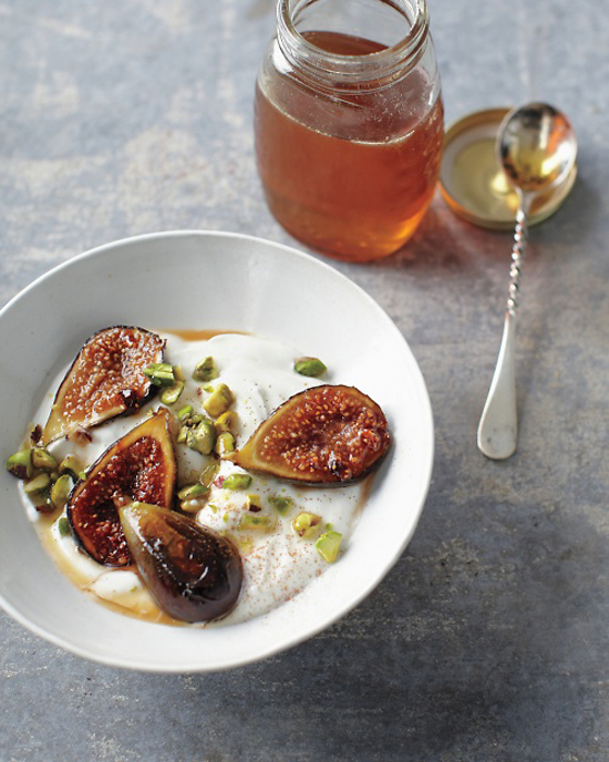 Honey-caramelized figs with yogurt © Johny Miller Whole Living magazine #recipe #figs #yogurt #honey