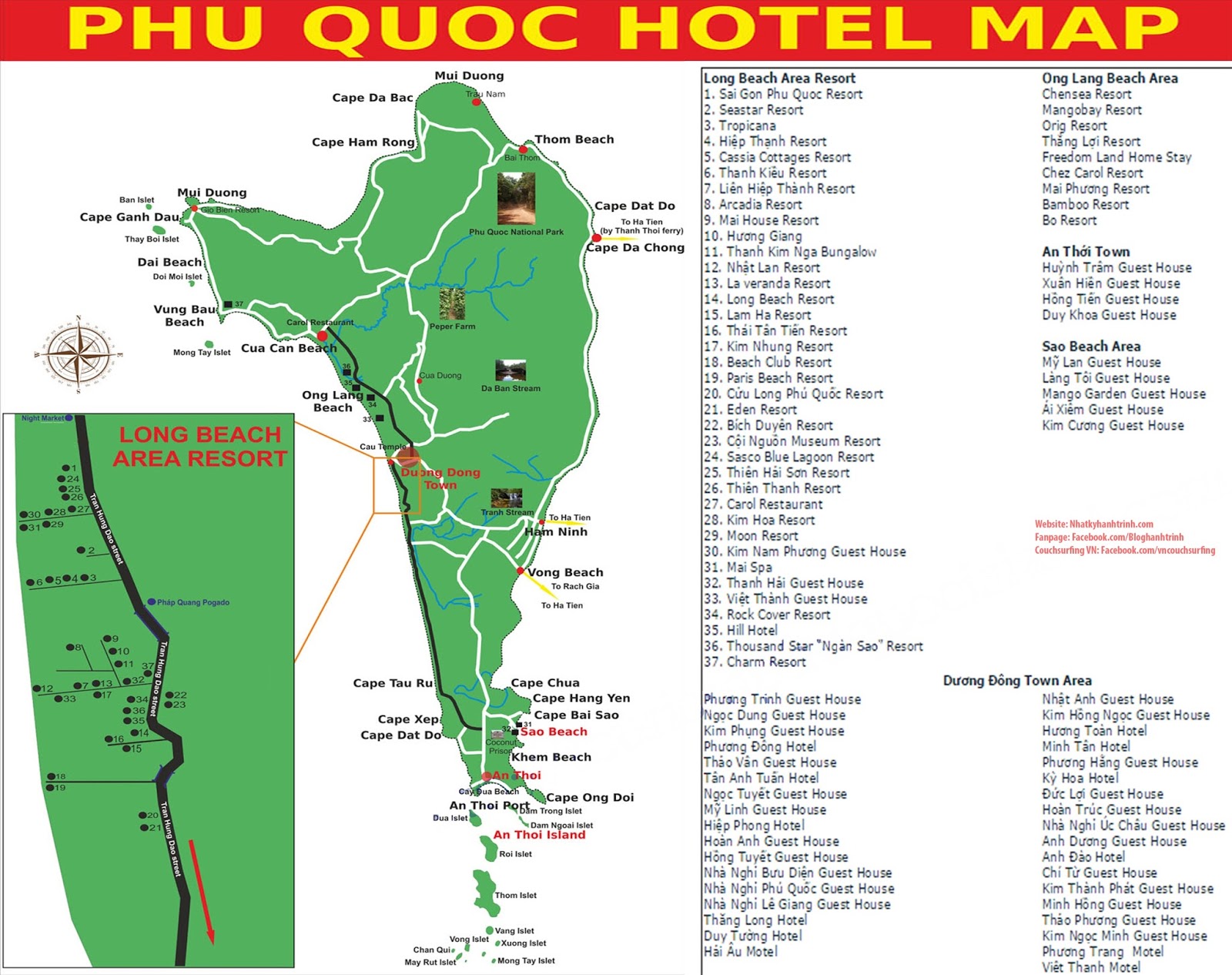 Bản đồ Du Lịch Phu Quốc điểm Tham Quan Khach Sạn Bến Tau đi Phu Quốc