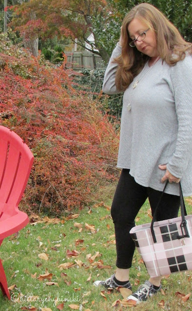 Leggings and Tunic Casual Weekend Outfit, Styled with a Kate Spade Bag