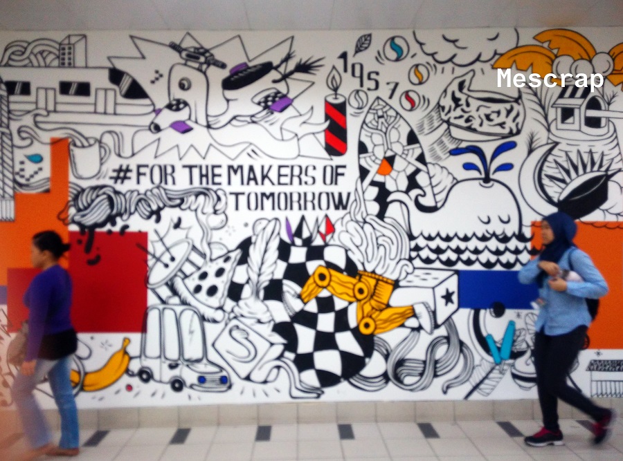 Mescrap For the Makers of Tomorrow , an Indoor Mural Wall