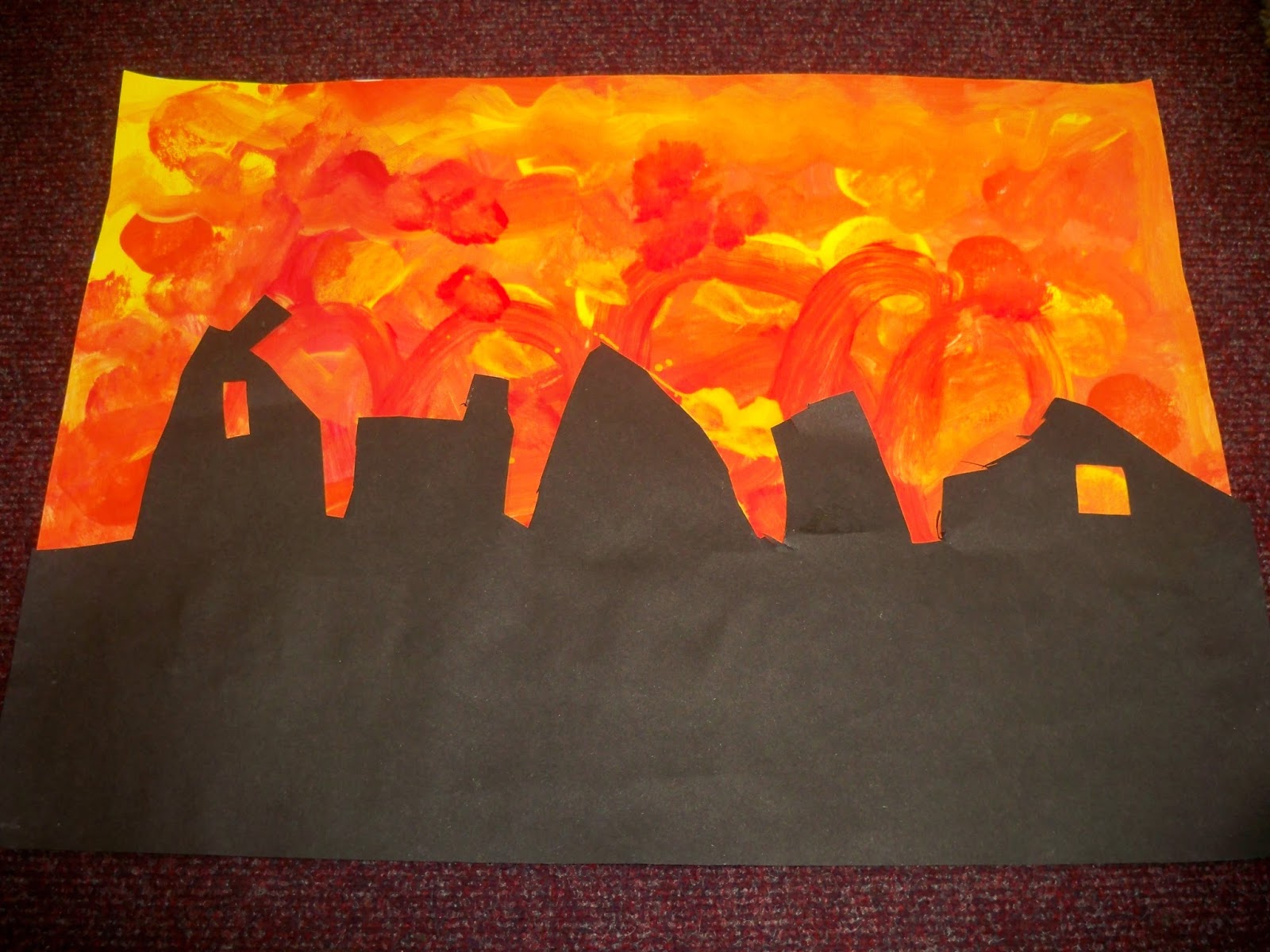 Hedgehogs : Great Fire of London silhouette paintings.