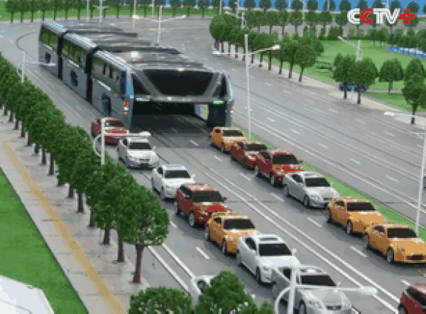 The Terrifying Elevated Bus That Drives Over Cars