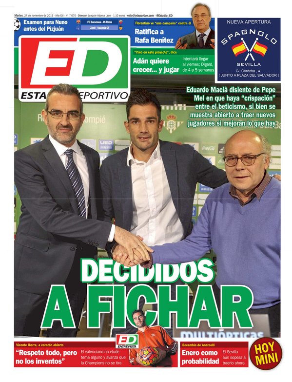 Betis, Estadio Deportivo: "Decididos a fichar"