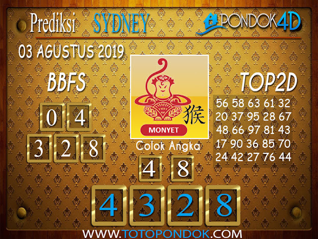 Prediksi Togel SYDNEY PONDOK4D 03 AGUSTUS 2019