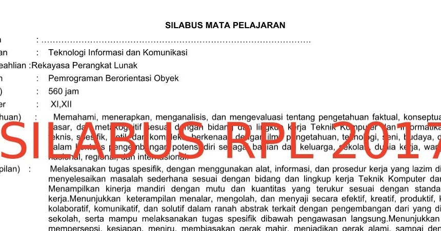 Download Silabus Rpl Smk Kurikulum 2013 Guru Paud