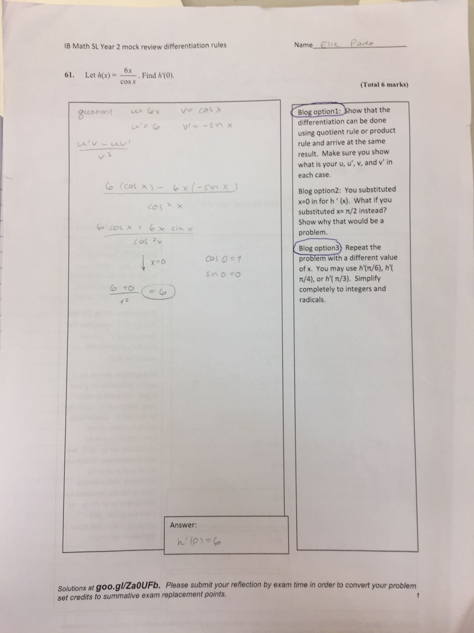 Elie Maths: IB Maths SL Blog: Differentiation Rules