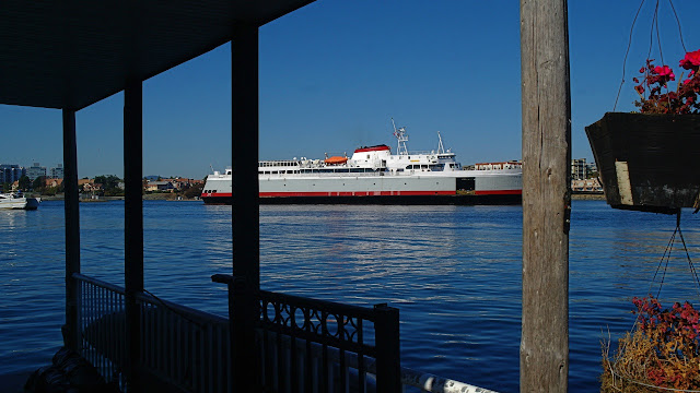The Coho ferry passes Fishermans Wharf. The Coho ferry passes Fishermans Wharf.