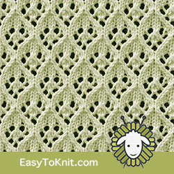 Eyelet Lace 69: Diamond | Easy to knit #knittingetitches #eyeletlace