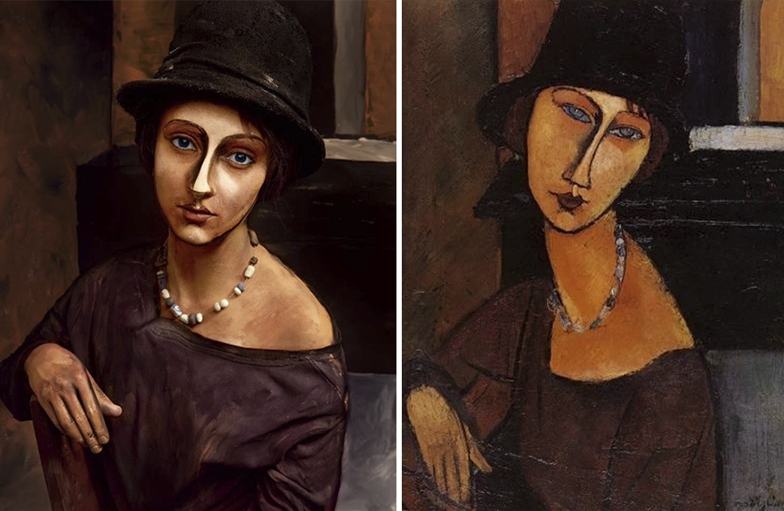 05-Being-Modigliani-Bella-Grigoryants-Body-Painting-Recreations-of-Famous-Paintings-www-designstack-co