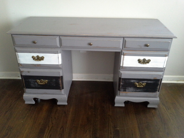 Rustic Grey White and Black Painted Desk Rustic Grey White and Black Painted Desk
