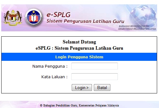 eSPLG : Sistem Pengurusan Latihan Guru ~ ciklaili.com