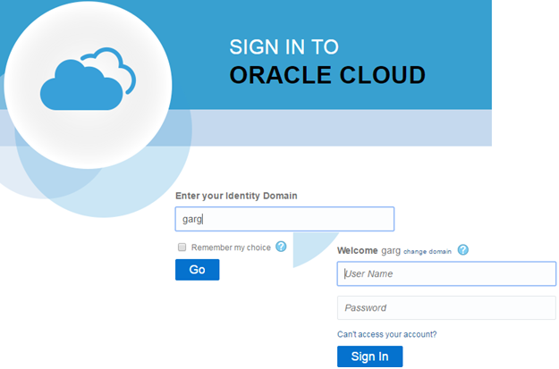 Oracle Cloud Login