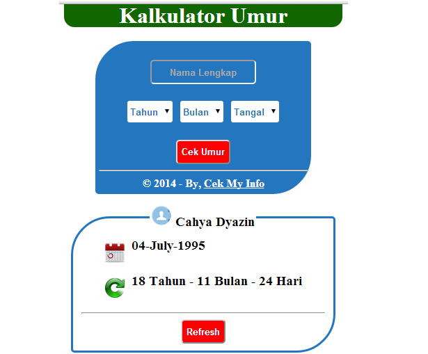 Contoh Website Aplikasi Kalkulator Umur