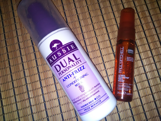Aussie Dual Personality Anti-Frizz+Conditioning Milk and Paul Mitchell Ultimate Color Repair Triple Rescue