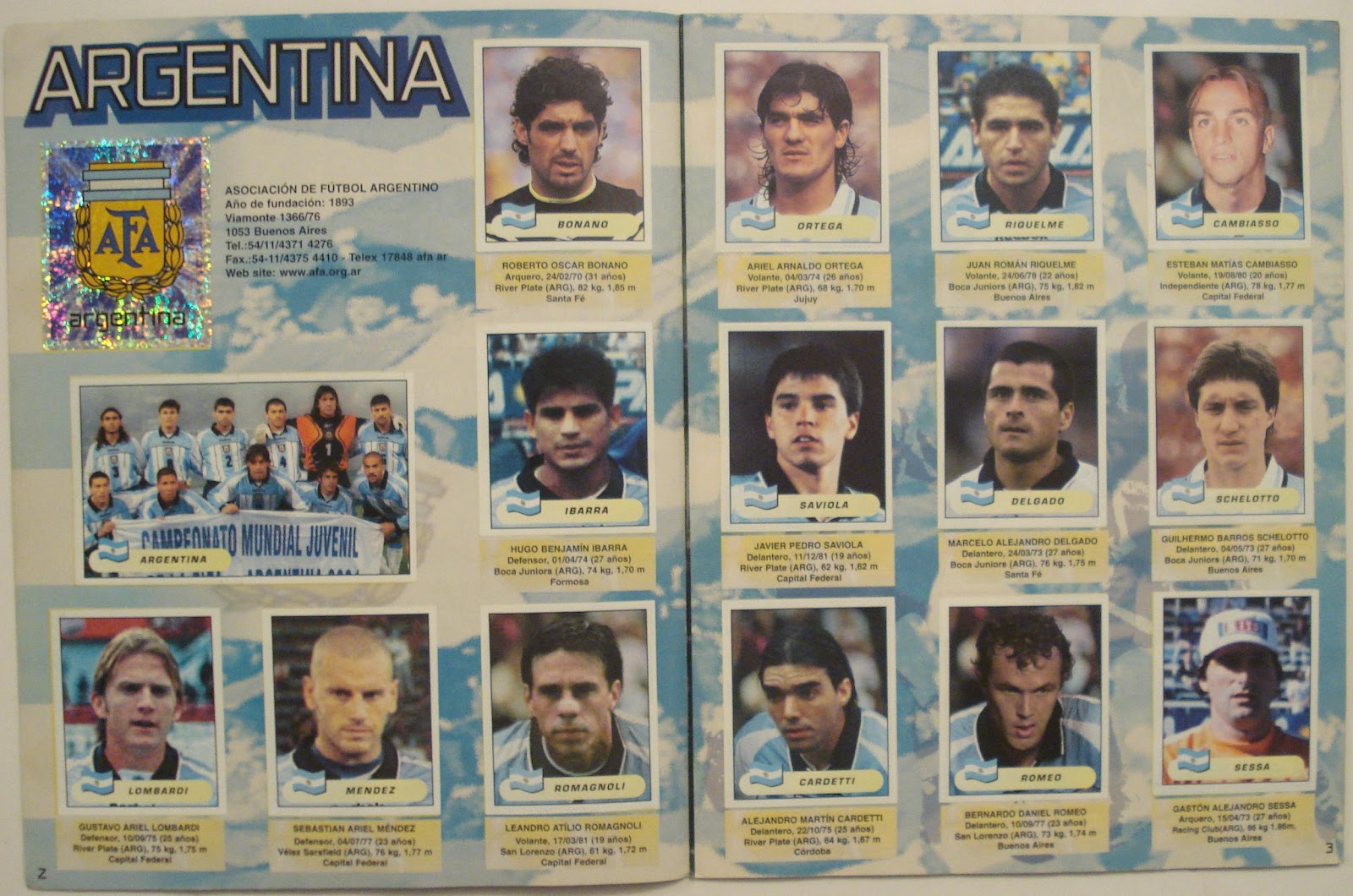 Paninista Copa América 2001