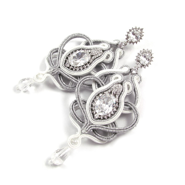 BIŻUTERIA ŚLUBNA PiLLow Design Ażurowe kolczyki ślubne sutasz z