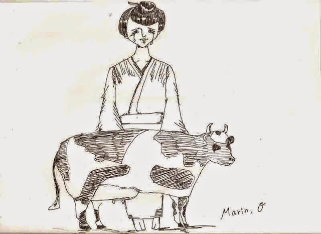 mother of Chiru-gwa,calf,sketch