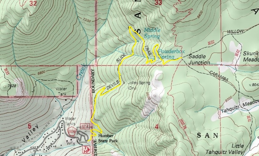 Day Hiking Trails Trail clambers - 04%2BDevils%2BSlide%2BTrail%2Btopo%2Bmap 