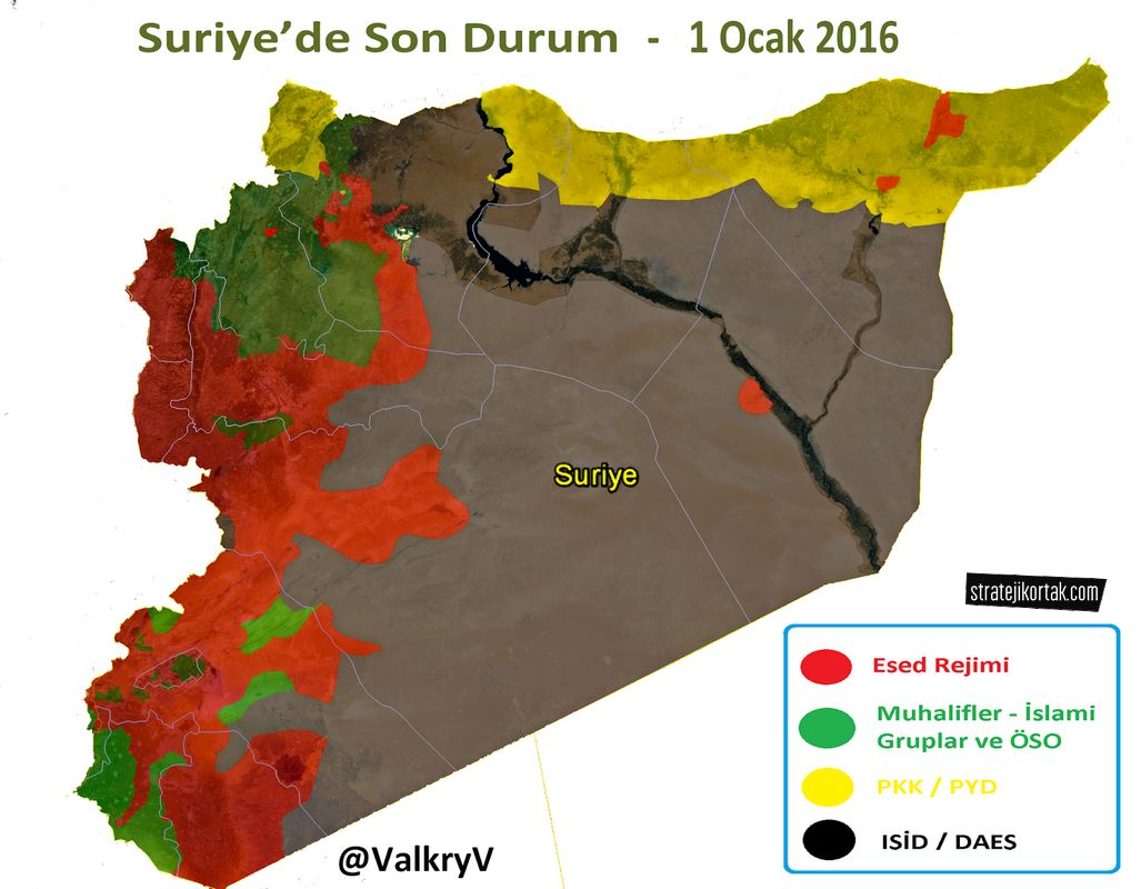 Suriye'de Son Durum Haritası (Ocak 2016) - Stratejik Ortak